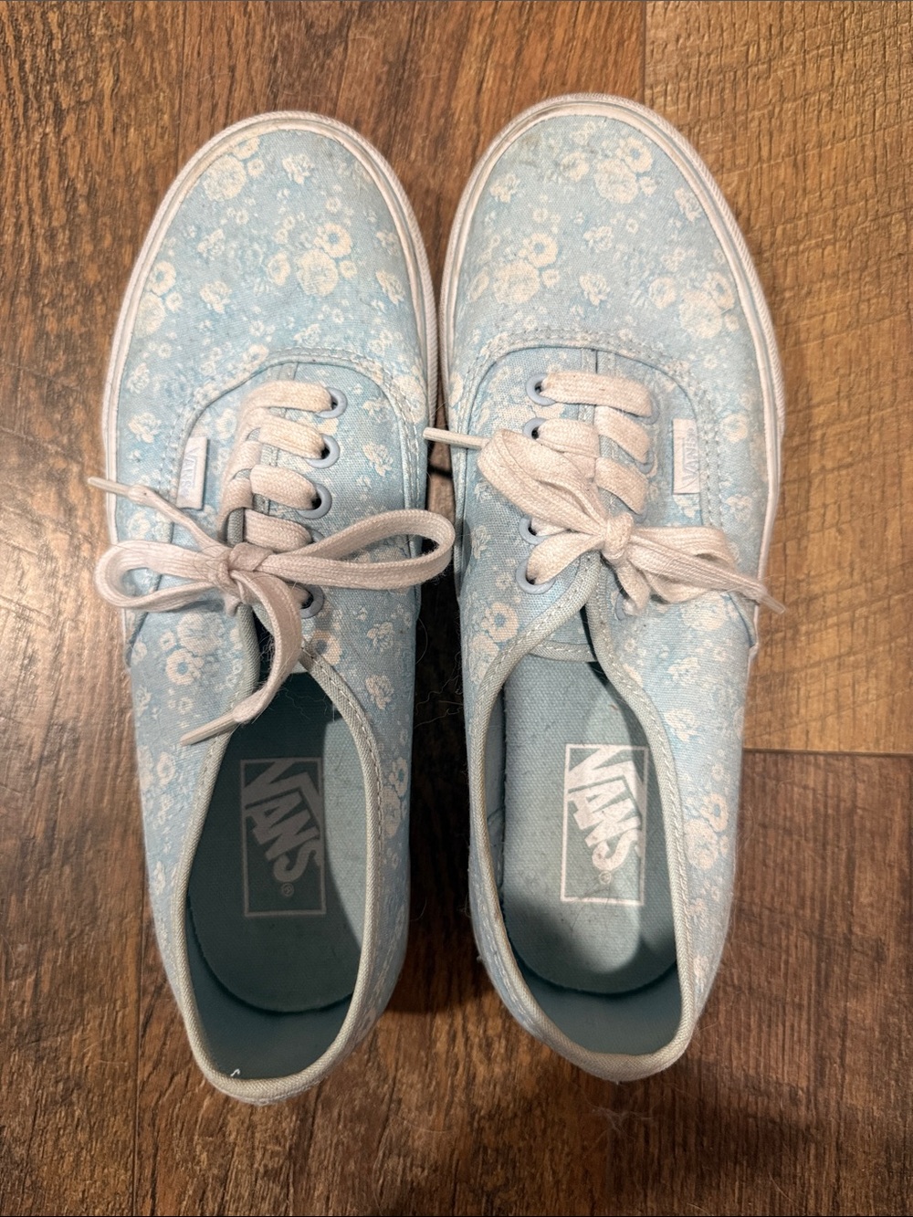 Van’s platform blue and white shoes